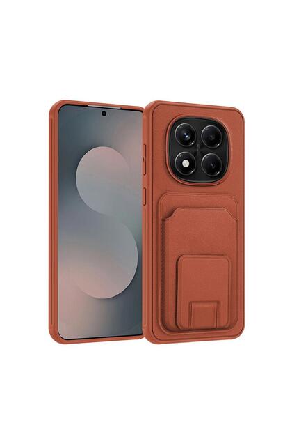 Xiaomi Redmi Note 15 Pro 5g Compatible Case Flexstand Card Holder Silicone Case Brown