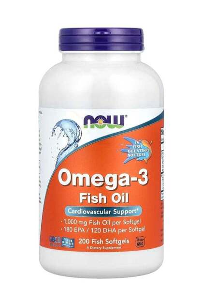 Foods, Omega-3 Fish Oil, 1,000 mg, 200 Fish Softgels