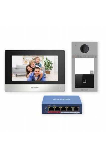 Interfon video WiFi DS-KIS604-S PoE cu ecran tactil LCD de 7''