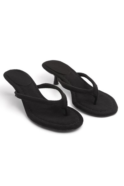 Women's Comfortable Sole New Season Faux Leather Short Heeled Flip Flops