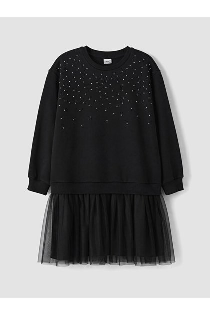 Esvab • Modern & Distinctive Stone Embellished Tulle Detailed Girls' Dress