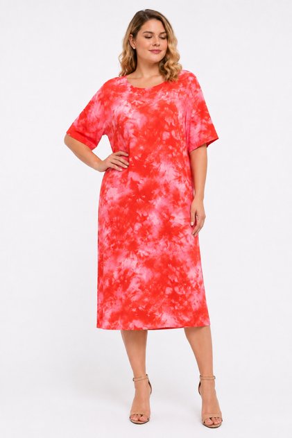 Women's Plus Size, Fujya, Tie-Dye Pattern Viscose Dress 65N39469