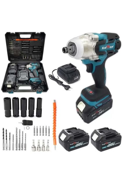 Cheie de impact OKBOONS 48V, 2 acumulatori, 43 accesorii
