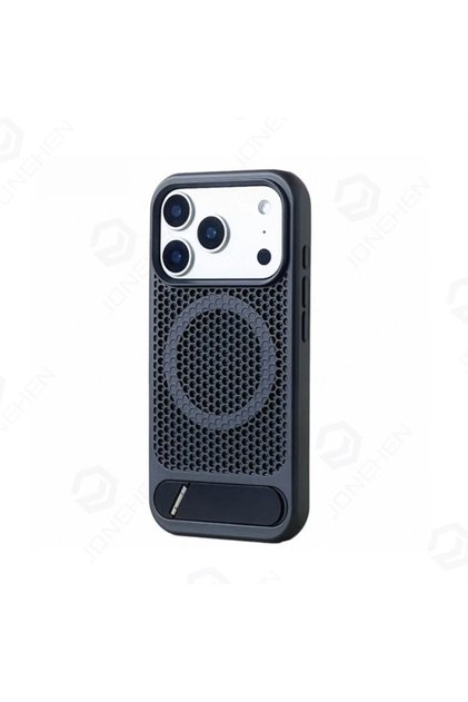 iPhone17 Pro Black Heat Dissipation Stand Magnetic Shockproof Bumper Case For iPhone 17 Pro Max Air