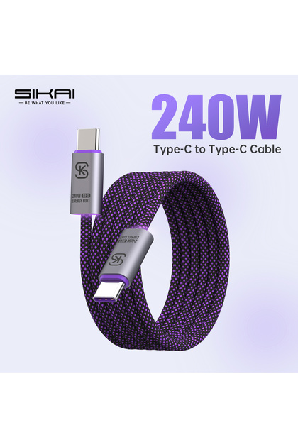 2.8m 240W TypeC Cable USB C to USB C Cable 240W Fast Charging Type C Charger Cord Braided USBC Cable