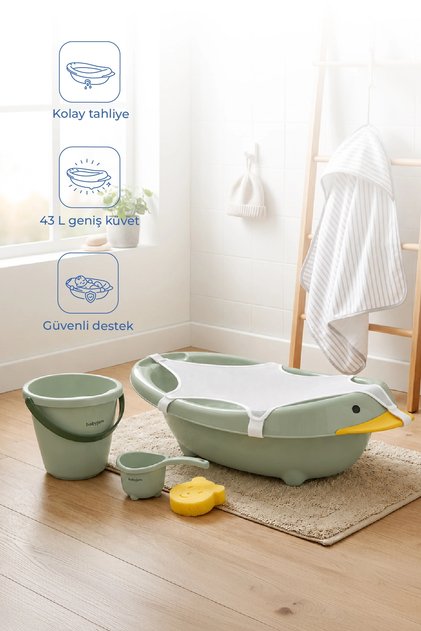 Neşeli Ördek Banyo Seti 5 Parça Soft Yeşil