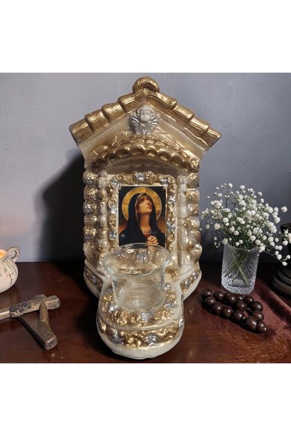 Candelă ceramică Maica Domnului CDL0301-MDG aurie