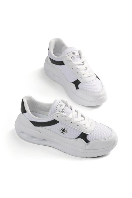 Women's White Black Faylon Sole Comfortable Lace-Up Sneaker