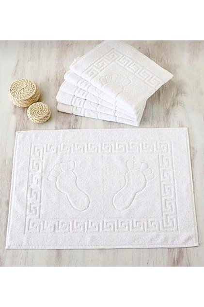 Set of 2 Cotton Bath Mat Foot Towel 50x70 Highly Absorbent with Footprints