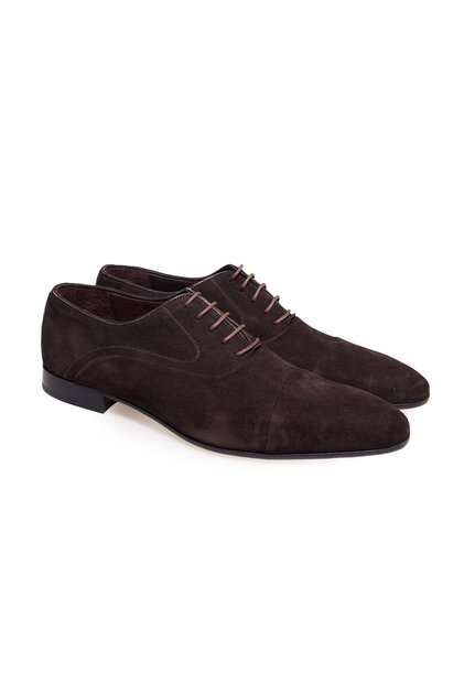 Brown Lace-Up Genuine Leather Suede Men's Shoes
