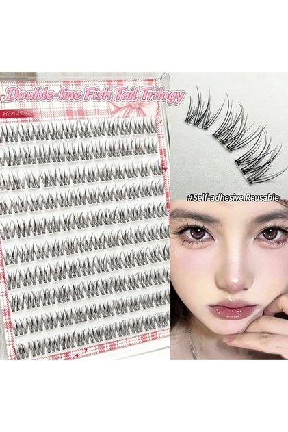 B 120 Clusters of Natural Glue Free False Eyelashes Large Capacity 8-11mm Self Adhesive Eyelashes Su