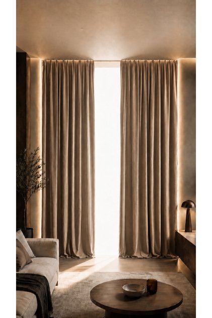Beige Single Panel Blackout Background Curtain Light-Proof Blackout and Sun Blocking Curtain
