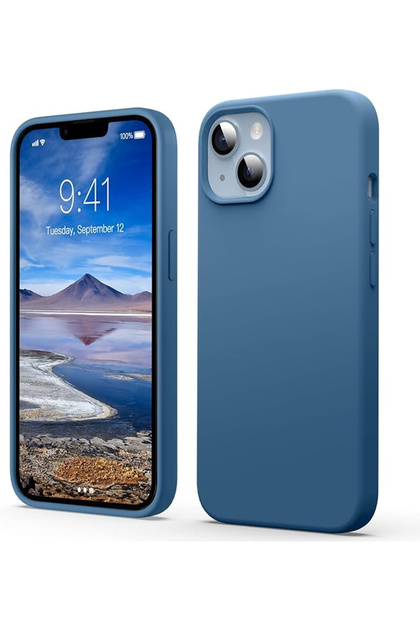 Husă din silicon lichid Flyzoo pentru iPhone 14 Plus 6.7 ", Protecție completă, Albastru