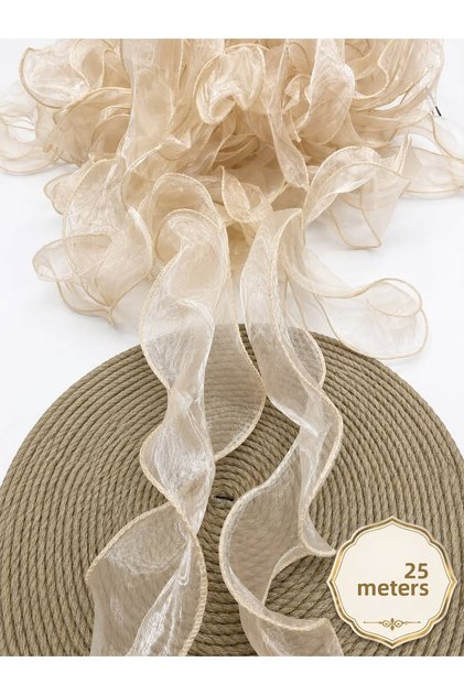 Ruffled Tulle Organza Ribbon 6-7 cm Floral Material, Bridal Bouquet, Ruffle with Bundle Ties, Flounce Ribbon