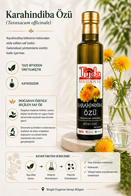 Karahindiba kökü özü-Saf Taze Bitki Kökünden üretilmiştir-katkısız-saf (TARAXACUM OFFİCİNALE) 250 ml