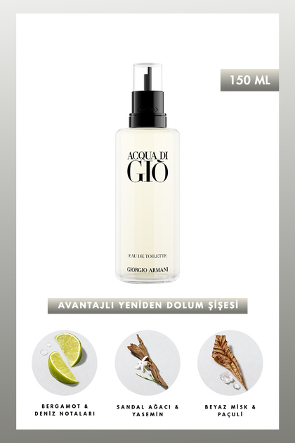 Acqua Di Gio EDT 150 ml Refill Yeniden Doldurulabilir Erkek Parfümü 3614273955522
