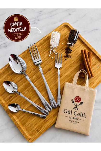 KAVEH 30 Parça 6 Kişilik 18/10 Kalite Çatal Kaşık Seti Alvina