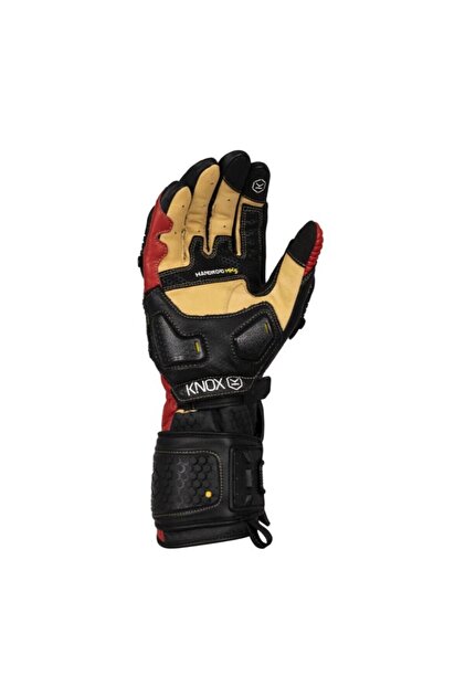 Knox Handroid MK5 Korumalı Deri Motosiklet Eldiveni Siyah Kırmızı