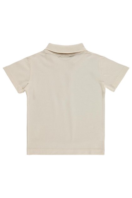 Boy's Palm Tree Embroidered Polo Collar T-Shirt for Ages 2-5 - Beige
