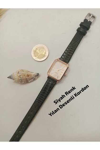 Vintage Roman Numeral Gold Case Black Color Strap, Women's Wristwatch, Rose Color Case, White Color Dial
