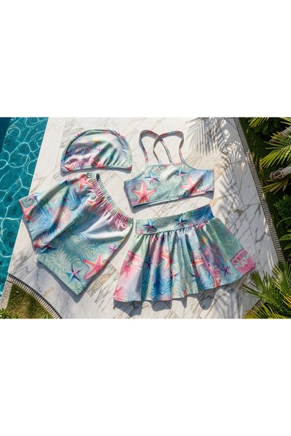 Girl's Quick Dry 4-Piece Bikini Swimsuit Set 86670