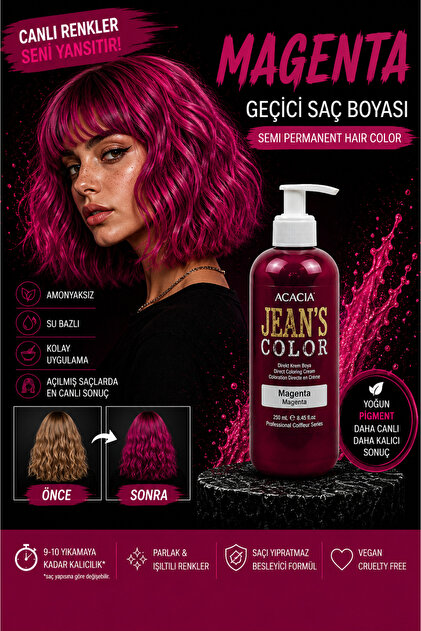 Amonyaksız Renkli Saç Boyası Magenta 250 Ml.kokusuz Su Bazlı Macenta Hair Dye