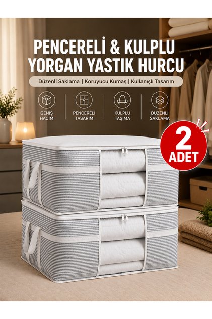 2 Pieces Window Duvet Cover Quilt Pillow Clothes Storage Organizer Storage Bag