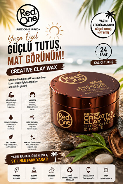 Red One Clay Hair Wax 100 ml – Mat Görünüm -güçlü Tutuş Muhtesem