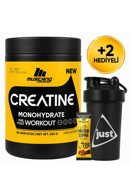 Creatine Monohydrate Creatine 252 Gr 84 Servings + Shaker + Protein Coffee Gift