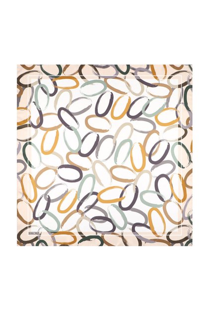 Ecru Ring Pattern Twill Silk Scarf
