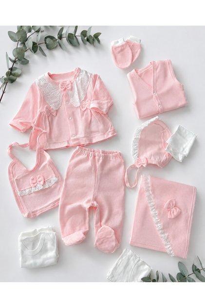 10-Piece Hospital Discharge Set with Baby Collar, Cotton Newborn Baby Set with Blanket