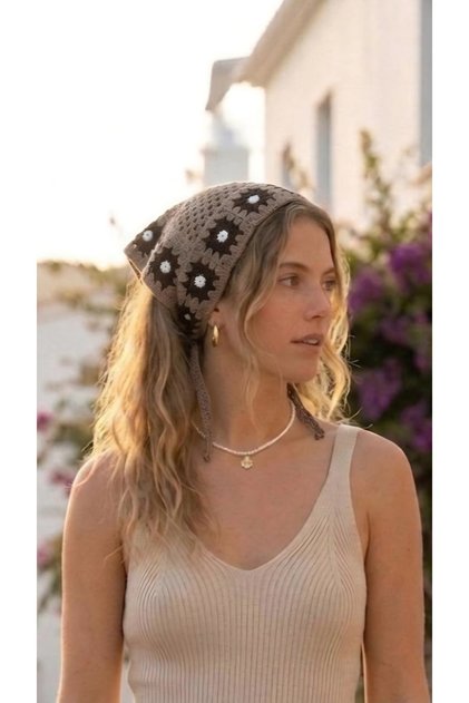 Women's Knitted Bandana Hair Bandana Waist Bandana Granny Square Bandana