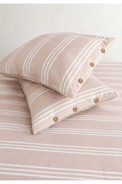 Cotton Double Fitted Sheet Set with Buttoned Pillow Covers
