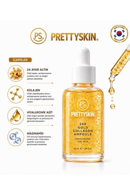 ps. prettyskin. 24K Gold Collagen Ampoule 50 ml | Altın ve Kolajen