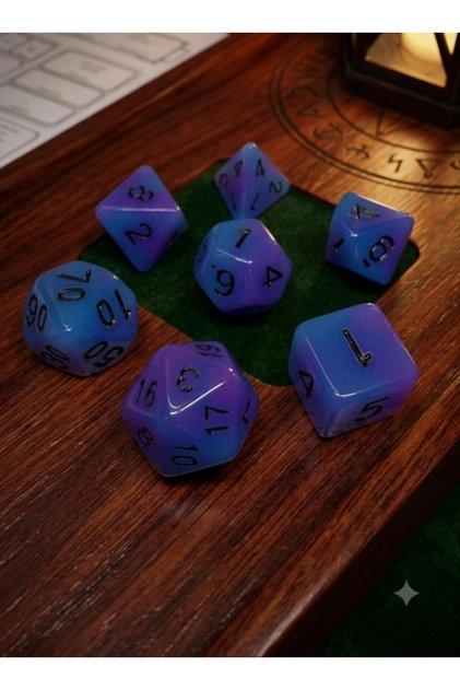 Dnd Epoxy Phosphorescent Night Glowing Frp Dice Set 7-Piece Set Dnd Dice Dungeons and Dragons Tabletop Game Dice Light Purple Vavi Phosphorescent