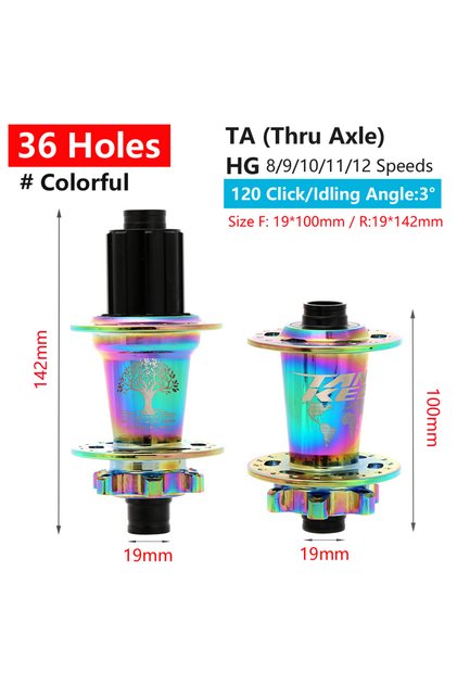 36H Colorful TA TANKE 120 Click Hub 6 Bearing MTB Mountain Bike Hub Front Rear Thru HG 28 32 36 Hole