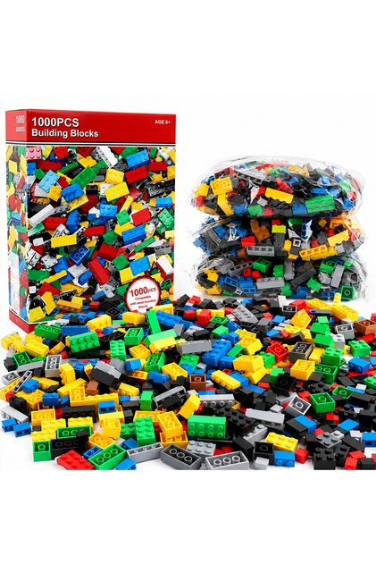 Комплект от 1000 LEGO съвместими строителни блокчета за деца, различни цветове и размери