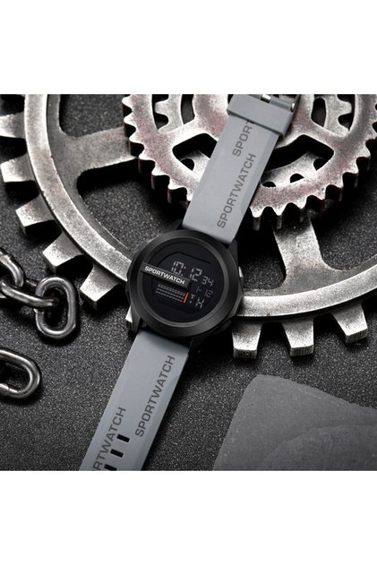grey Multi Functional Electronic Watch Men's Large Dial Luminous Electronic Watch