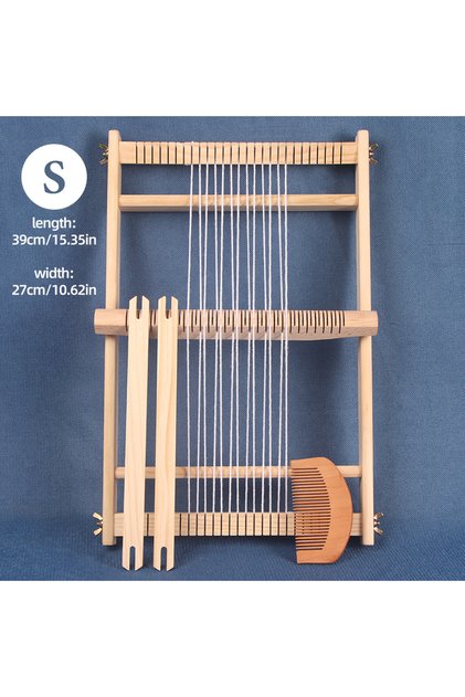 Loom-S QJH Wooden Multi-Craft Weaving Loom 19.6'L X 15.3'W Warp ​Frame ​Loom Heddle Bar for Weave Bo