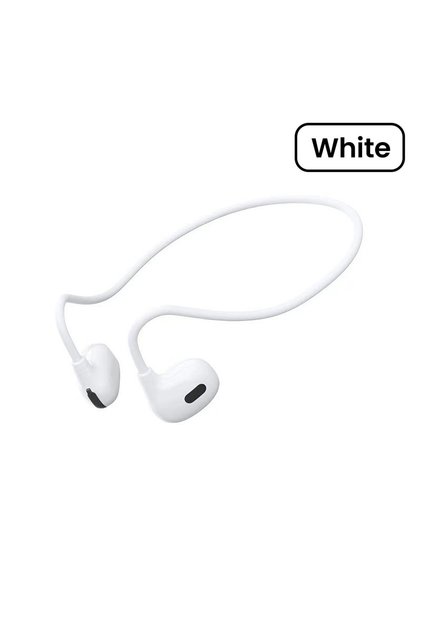 WHITE OWS Wireless Bluetooth Headphones Bone Conduction Bluetooth5.2 Earphones Lightweight Call Cont