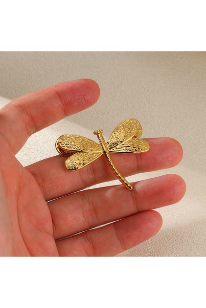 XZ273 Stainless Steel Gloss Dragonfly Pin Brooch 2024 New Trend Gold Color Elegant Blazer One Direct