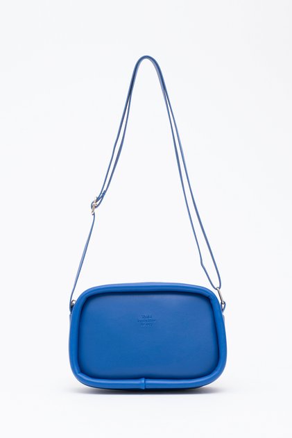 Cobalt Blue Shk62 Single Compartment Faux Leather Adjustable Strap Zippered Cross Shoulder Bag