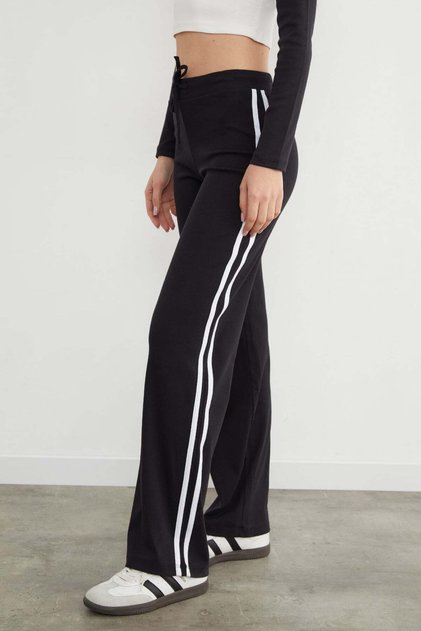 Pantaloni de sport cu dungi laterale și cu talie ajustabilă