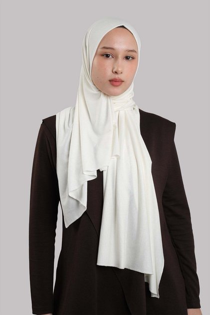 Cream Plain Classic Shawl Viscose Fabric Lycra Combed Cotton 202101_40