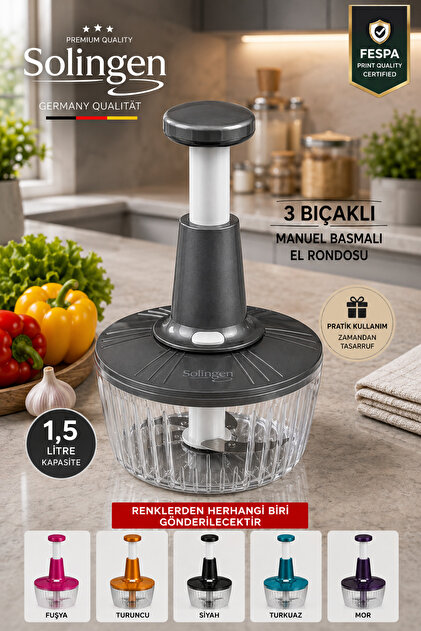 X Solingen Germany Press-Type Rondo Vegetable Fruit Chopper Manual Food Processor Multiple Color Options