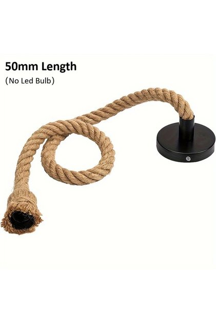 No Blub Retro Hemp Rope Pendant Light Base Vintage Industrial Chandelier E27 Ceiling Hanging