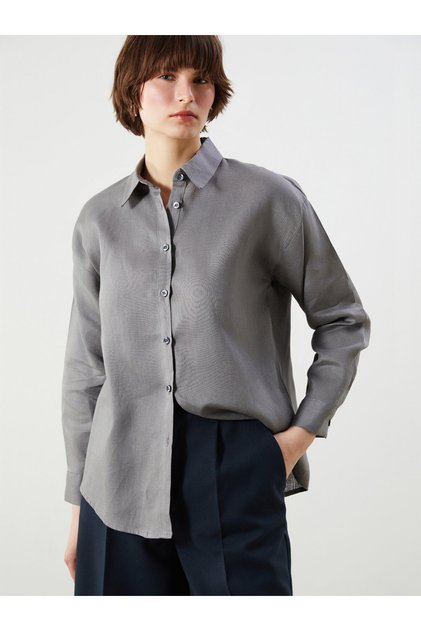 Γυναικείο πουκάμισο oversize από 100% λινό