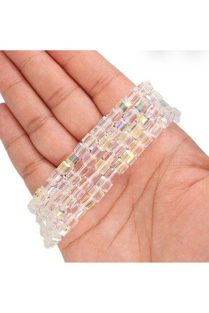 2 Strands(190 Pieces) 4 mm Faceted Glass Crystal Cube Beads Rosary Necklace Bracelet Jewelry Making