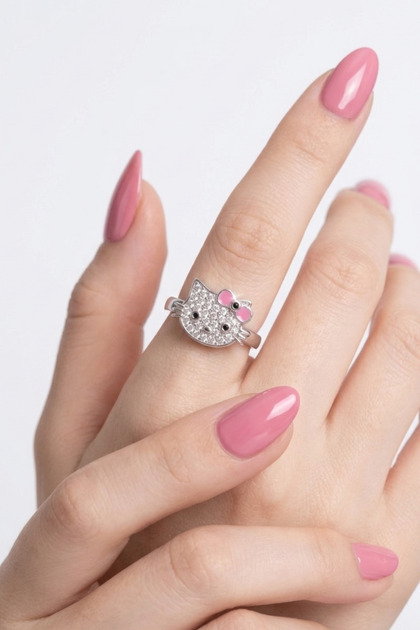 Elifsu Jewelry Hello Kitty Zirkon Taşlı Ayarlanabilir Yüzük