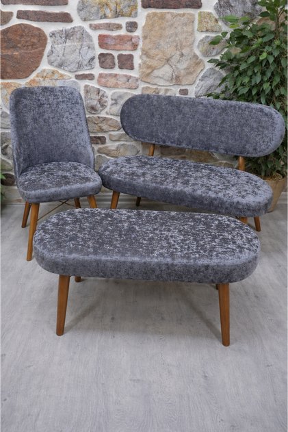 Bench and Pouf Set Cover Set - 2 Chairs, 1 Bench, 1 Pouf Cover